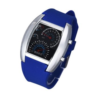 HKS Fashion Aviation Turbo Dial Flash LED Watch Gift Mens Lady Sports Car Meter Blue  