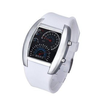 HKS Fashion Aviation Turbo Dial Flash LED Watch Gift Mens Lady Sports Car Meter White  