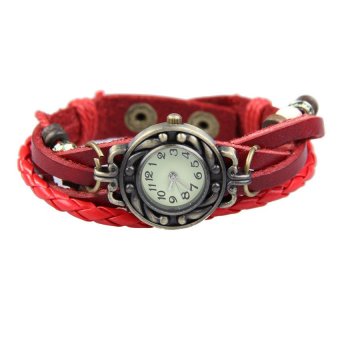 HKS Gorgeous Girl Bracelet Wrist Watch Braid Watchband Iron Tower Pendant Red  