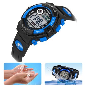 HKS Multifunction Waterproof Child Boy Girl Sports Electronic Wrist Watch (Blue)  