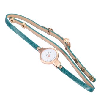 HKS Womens Fashion Leather Rhinestone Wrist Watches Skyblue  