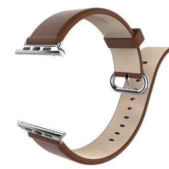 HOCO Classic Genuine Leather Band Strap Stainless Steel Buckle Adapter Belt for Apple Watch 42mm (Brown)  