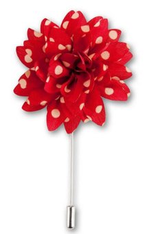 HomeGarden Men's Boutonniere Lapel Flower Daisy Handmade Dot (Red)  