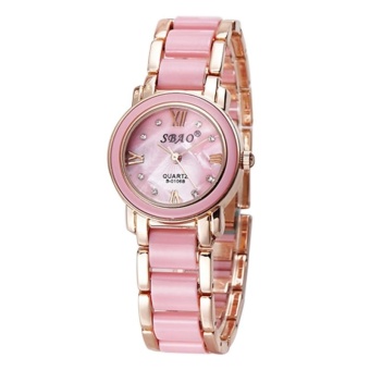 Hot selling Fashion ceramic bracelet watch -Golden shell pink - intl  