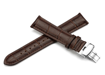 iStrap 14 mm - 24 mm berlapis kulit asli jam penyebaran Croco tali untuk pria wanita - coklat - International  