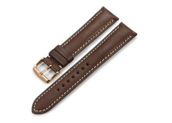 iStrap 18mm Genuine CalfSkin Leather Watch Band Strap Rose Gold Spring Bar Buckle Replacement Clasp Super Soft Dark Brown 18  