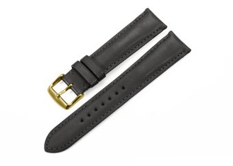 iStrap 20mm Genuine Calf Leather Watch Bands Strap Golden Spring Bar Buckle Replacement Clasp Super Soft Black 20  