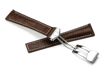 iStrap 22 mm Stainless Steel tali kulit sapi penyebaran gesper tali pengganti untuk jam tangan untuk pria - coklat - International  