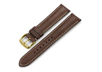 iStrap 22mm Genuine CalfSkin Leather Watch Strap Band Golden Spring Bar Buckle Replacement Clasp Super Soft Dark Brown 22  