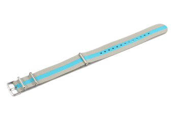 iStrap 22mm Nylon 3 Brushed Rings Stripe Fabric Diving Watch Band- Grey/Blue - Intl  