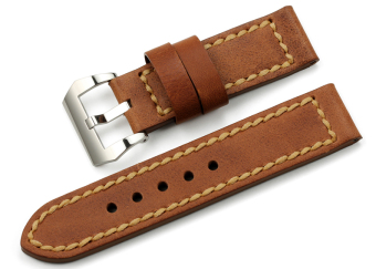 iStrap 24mm Asso Strap Calfskin Ammo Military Watch Band fit Panerai Luminor 44mm Cases - Brown - Intl  