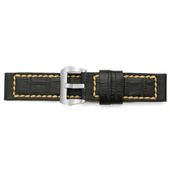 iStrap 24mm Embossed Alligator Grain Calf Leather Watch Band & SS Brushed Screw in Changeable Tang Buckle - Black - Intl  