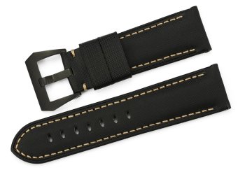 iStrap 24mm Nylon + Leather Watch Band for Men Black  
