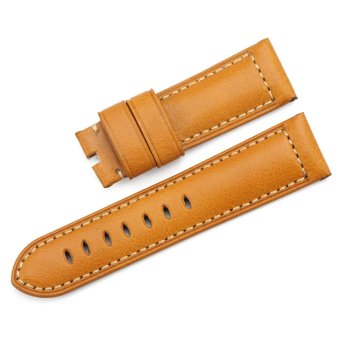 iStrap 24mm Prev Genuine Leather Padded Watch Band Full Grained Tang Buckle Style Brown  