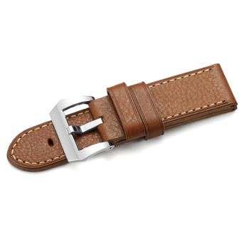 iStrap 26mm Calfskin Leather Watch Band Thick Full Grain Replacement Strap & Polished SS Pre V Tang Buckle - Brown - Intl  