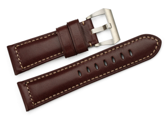 iStrap 26mm Smooth Finish Hand Stitched Calf Leather Watch Strap Padded PAM Belt - Dark Brown - Intl  