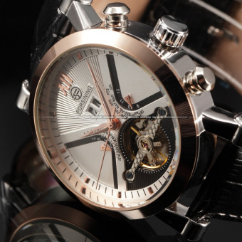 Jam tangan pria merek mewah Tourbillon otomatis tampilan kalender tanggal hari jam olahraga kasus emas pria label mekanis jam arloji PMW335 - International  
