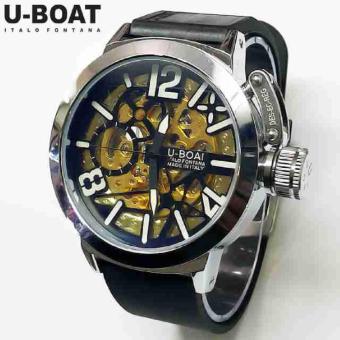 Jam Tangan Pria U-Bo at Skeleton UB1 Rubber Black Silver Automatic  