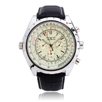 JARAGAR Automatic Mechanical PU Band Big Dial Quartz Wrist Watch  