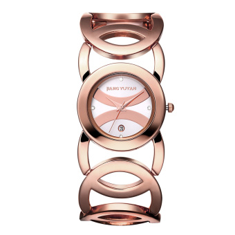 JIANGYUYAN Ladies Luxury Full Rose Gold Alloy Quartz Bracelet Watches With Date 380803(White) - Intl  