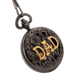 jingot Antique DAD FOB Pocket Watch Necklace hollow mechanical manfathers Day gift P289 ECS002254 (Black) - intl  