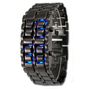 JOR Blue Led Black Band Lava Iron Metal Led Faceless Wrist Watch - Intl  