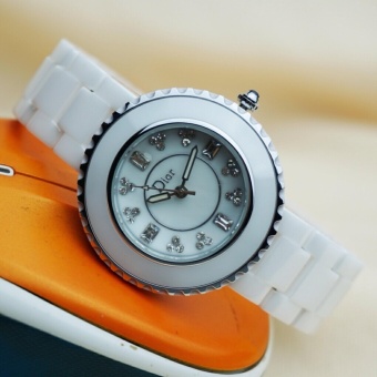 Keramik - jam tangan fashion wanita keramik Dior putih  