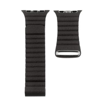 KUNPENG Genuine Leather Watch Band Strap Magnetic Buckle 42mm Black  