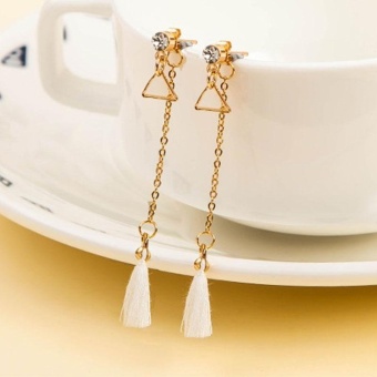Lady Women Triangle Tassel Diamond Drop Pendant Ear Studs Earrings Gifts - intl  