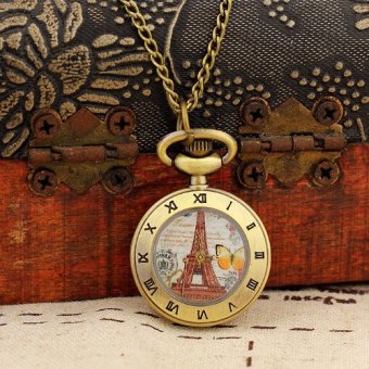 louiwill 2015 Fashion Women Mini Gifts Pocket Watch Eiffel Tower Necklace Pendant Wholesale Dropship  