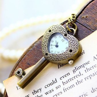 louiwill 2015 High Quality Quartz Analog for Women Ladies Key Shape Design Watch Pendant Necklace Antique Hot Sale Dropship  