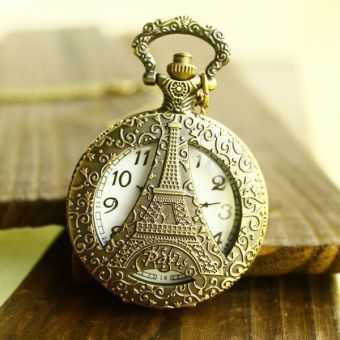 louiwill Clock pocket watch bronze vintage Eiffel Tower hollow cut fashion quartz for women dropship wholesale  