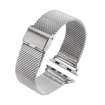 Luxury 42mm Milanese Loop Stainless Band Wrist Watch strap for apple watch (silver)  