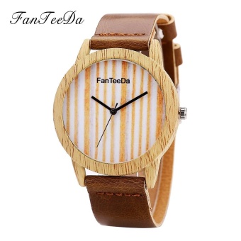 Luxury Fashion Leather Band Analog Quartz Round Wrist Watch Watches Brown - intl  