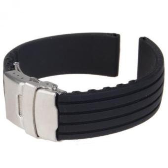 MagiDeal Black Silicone Rubber Watch Strap Band Deployment Buckle Waterproof 22mm - intl  