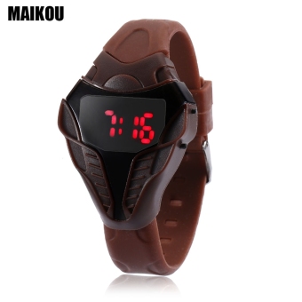 MAIKOU MK005 LED Digital Sports Watch Date Display Elapid Shape Dial Wristwatch (Coffee)  