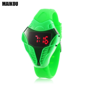 MAIKOU MK005 LED Digital Sports Watch Date Display Elapid Shape Dial Wristwatch (Green)  