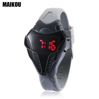 MAIKOU MK005 LED Digital Sports Watch Date Display Elapid Shape Dial Wristwatch (Grey)  