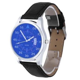 Man Quartz Dial Leather Analog Wrist Watch Round Case Watch BK - intl  