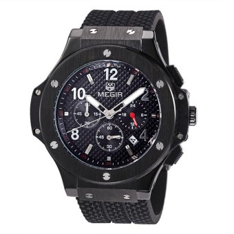 MEGIR Men's Multifunction Waterproof 3-Sub Dials Quartz Watch - Black - intl  