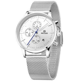 MEGIR MS2011G Analog Quartz Wrist Watch for Men - Silver - intl  