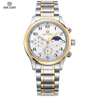 MEGIR Official Chronograph Date Watch Workable Small Dial Quartz Military Watch Full Steel Wristwatch MS5007 - intl  