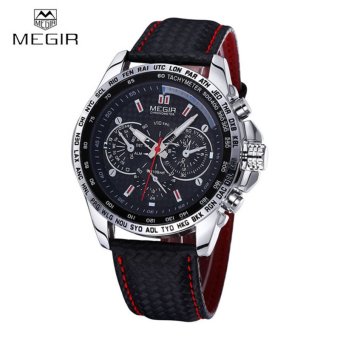 MEGIR Sports Quartz Mens Watches Top Brand Luxury Quartz-watch Clock Leather Strap Male Wristwatch 1010 - intl  
