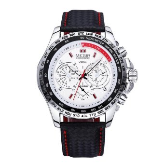 MEGIR Sports Quartz Top Brand Luxury Quartz-watch Clock Leather Strap Male Wristwatch 1010 intl  