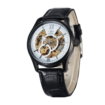 Men Automatic Mechanical Wrist Watch with PU Band (White+Black) - intl  