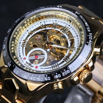 Men Male Winner Brand Mechanical Watch Steel Automatic Stylish Classic Skeleton Steampunk Wristwatch BEST Gift (White Gold - intl  