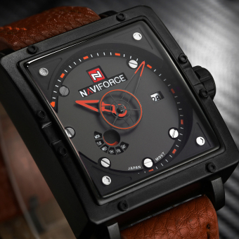 Men Quartz Analog Watch Date Clock Luxury Brand Army Military Sports Leather Clock (BLACK BROWN) - intl  