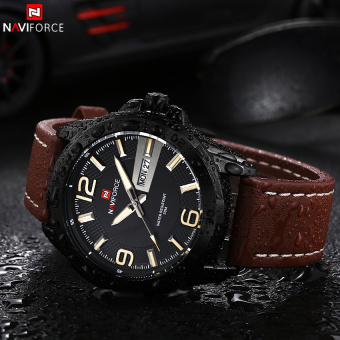 Men Quartz Watch Hour Date Clock Fashion Leather Waterproof Military Army Sport Wrist Watches Relogios Masculino (BLACK BROWN) - intl  