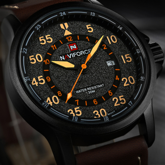 Men Sports Watches Quartz Analog Date Clock Luxury Brand Leather Army Military Wrist Watch (BLACK BROWN) - intl  