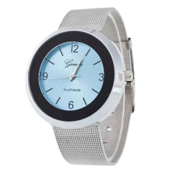 Men Time Fine Watch Strap stainless Steel Analog Simple Clock Dial Watch SB - intl  